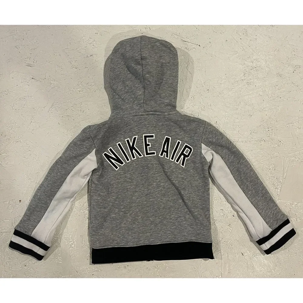 Nike Air Jacket Full Zip Youth Boys 2T Gray‎ White Spellout Striped Hooded